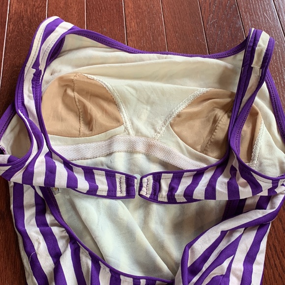 NWT Vintage Le Cove retro stripe cotton swimsuit bathing suit S/M - Picture 7 of 7
